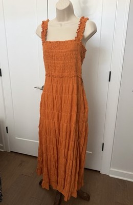 NWT MAX STUDIO LONDON boho maxi dress orange sleeveless tiered Ruffle WOMENS XL