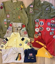 Huge Lot Of Vintage 70's - 90's  Boy Scout Shirts Patches Bandanas Sweatshirt