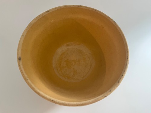 Vintage Robinson Ransbottom Pottery Co Yellow ware Mixing Bowl 9 in - Afbeelding 2 van 17