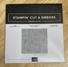 Stampin Up Cut  Emboss TIMBER 3D Embossing Folder NEW Retired Wood Grain 6x6
