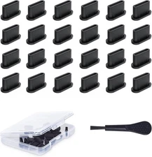 24Pcs USB C Dust Plug, Silicone Anti Dust Plug Cover + Portable Storage Box Comp