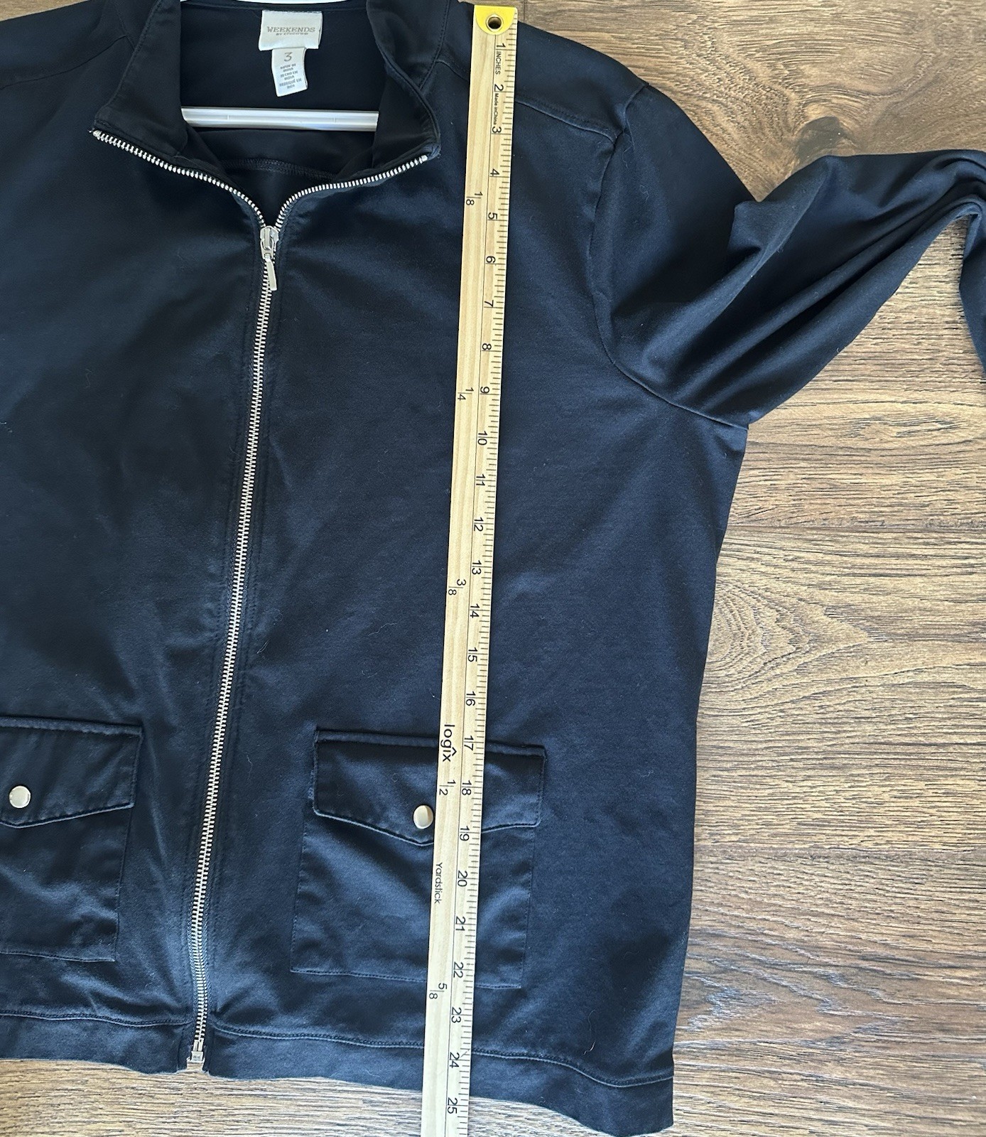 Chicos Weekends Zip Front Jacket Black Stretch Kn… - image 8