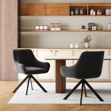 Goeurvant Esszimmerstühle 2er Set Samt Küchenstuhl Drehstuhl Schwarz