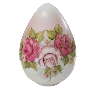 Vtg 40s Milk Glass Hand-painted Egg Lamp Shade LOEVSKY & LOEVSKY L&L WMC Replace