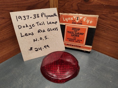 1 NIB LYNX EYE RUBY GLASS T-361 TAIL LIGHT LENS FITS 1937-38 PLYMOUTH & DODGE - Picture 9 of 10