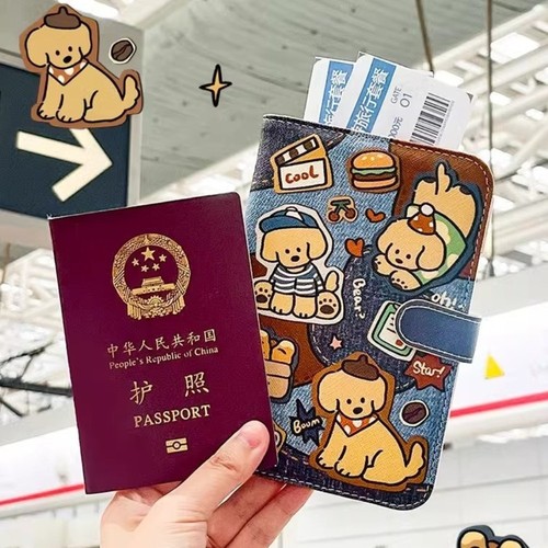 Cartoon Passport Cover Pu Leather Card Wallet Portable Ticket Clamp Travel - Picture 8 of 21