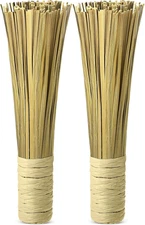 2 Pcs 12 Inches Bamboo Wok Brush Bamboo Kitchen Cleaning Brush Pot Scraper 