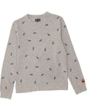 JULES Womens Graphic Sweatshirt Jumper UK 10 Small Grey Cotton CJ53