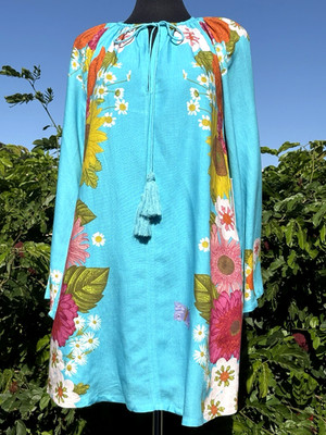 Elizabeth James The Label  SZ Sm. Chelsea Dress Wildflower Aqua NWT-MSRP $311.00