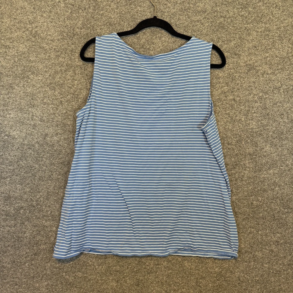 Camisa sin mangas J.Jill para mujer XL azul a rayas tejido algodón pima elástico informal Foto 2 de 4