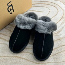 UGG Scuffette II Shearling Slippers Black Women's Authentic with Original Box