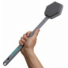 Silicone Back Scrubber for Shower 21in Extendable Shower Brush with Long Ha...
