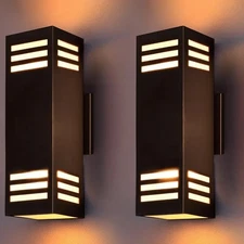 wowlite Outdoor Wall Lights Sunset To Sunrise 2 Pack, Modern Porch Lights, White