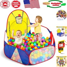 Portable Kids Ball Pit with Basketball Hoop   Bright Play Tent for Toddlers