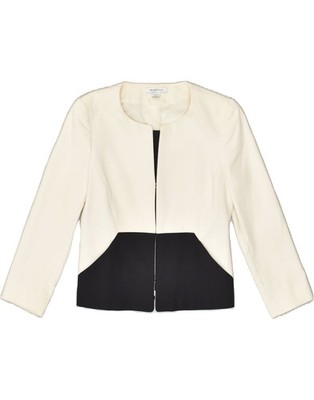 MARELLA Womens Blazer Jacket UK 8 Small Off White Colourblock Cotton UB03