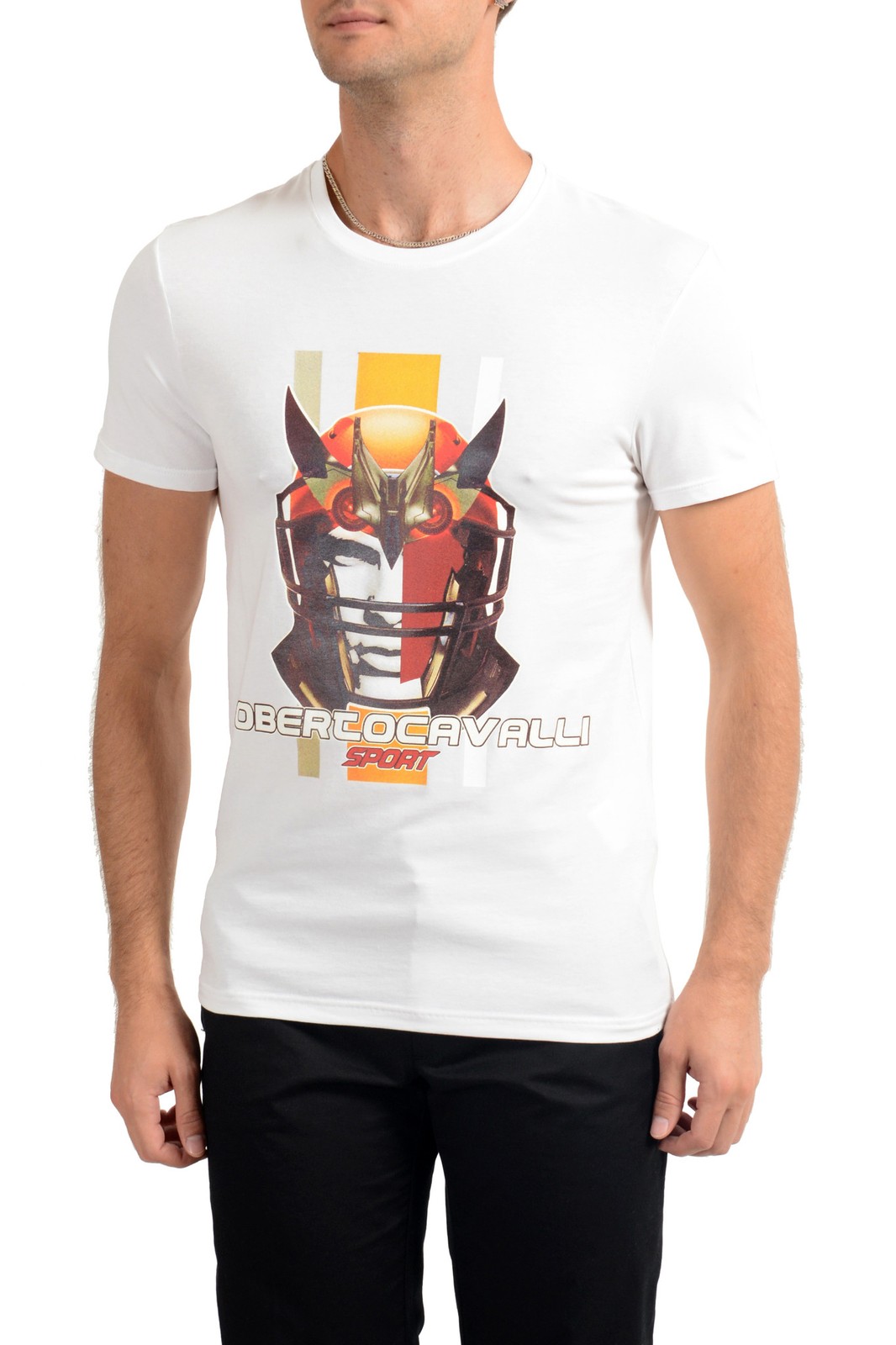 Roberto Cavalli СПОРТИВНАЯ мужская белая стрейчевая футболка с графическим принтом Sz, S M, L, XL 2XL