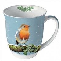 Tasse Winter Rotkehlchen Teetasse Kaffeetasse Schnee Vogel VöGel Landhausstil
