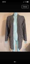 Pull and Bear grey marl buttonless long thick cardigan pocketsmedium pure cotton