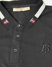 Burberry London Pierson Monogram Motif Men  s Large Polo Shirt Made In Italy