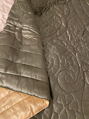Vintage Bettdecke Gold & Salbeigrün Satin Full Size Bett N Sumergrade & Sons NY - Bild 2 von 9