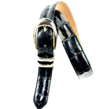 Mezlan Genuine Crocodile Belt Spain Solid Brass Buckle Stunning Mens 38 Black