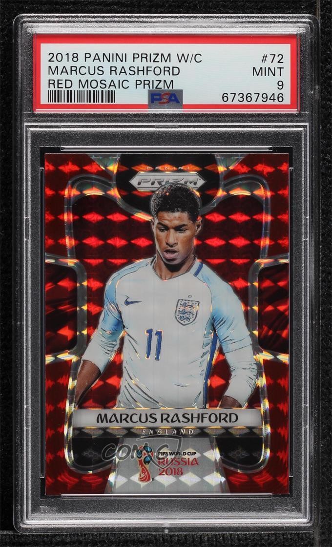 2018 Panini Prizm World Cup Red Mosaic Marcus Rashford #72 PSA 9 MINT 03rx