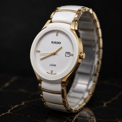 Rado Jubilé Swiss Made Quartz Two-Tone Ceramic Diamond Markers Date Wristwatch