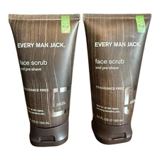 2-Every Man Jack Face Scrub and Pre-Shave Fragrance Free 5 oz ea Sensitive Skin