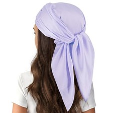 Head Scarf for Women Hair 27'' Square Satin Silk Feeling C83 . Light Purple