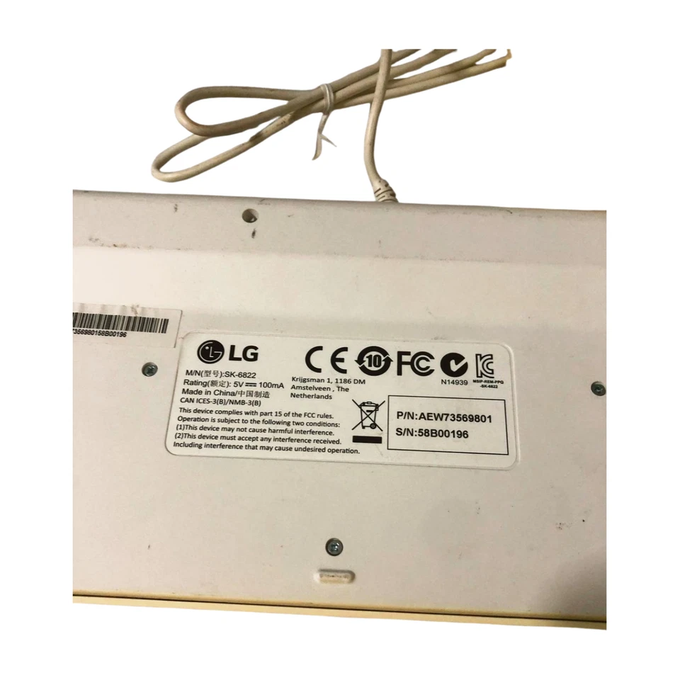 LG SK-6822 Wired USB Keyboard AEW73569811 W/ Model SM-9023 Mouse - Image 4 of 4