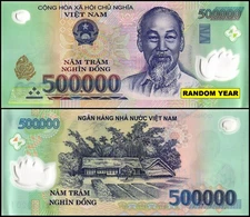 Vietnamese Currency 500000 Vietnam Dong, Random Year, UNC, Polymer