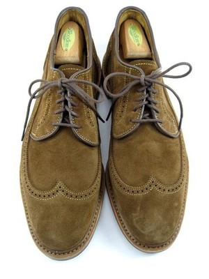 Allen Edmonds "WINSTONMOK" Leather Wingtip Derby 9.5 E Snuff Suede  DISCONT(729N) | eBay