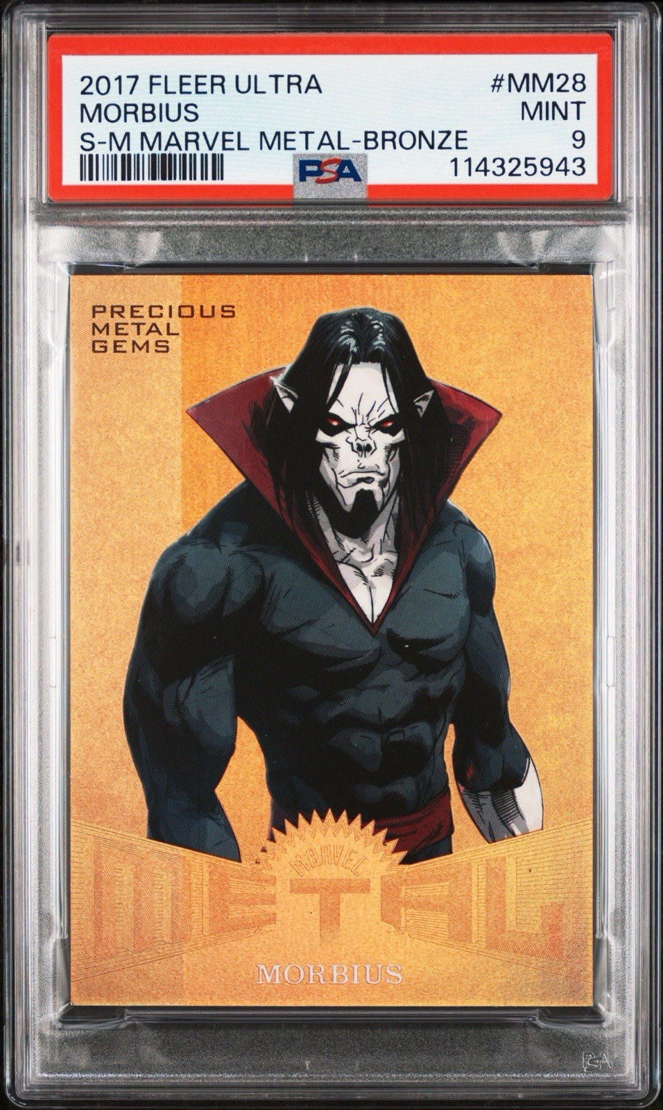 2017 Fleer Ultra Marvel Precious Metal Gems Bronze Morbius /199 #MM28 PSA 9 MINT