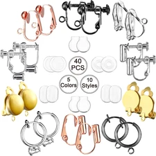 20 Pcs Clip on Earring Converters 10 Pairs Non Pierced to Clip Earring Converter