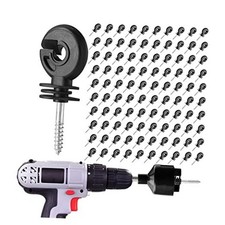 100PCS Electric Fence Insulator Screw-in Ring Post for Wood, Grid System Black
