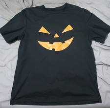 Halloween Pumpkin Face T-shirt Unisex Large Black