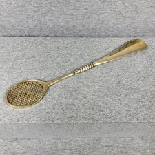 Vintage 12 1/2" Solid Brass Tennis Racquet Shoe Horn Love Display Wimbledon