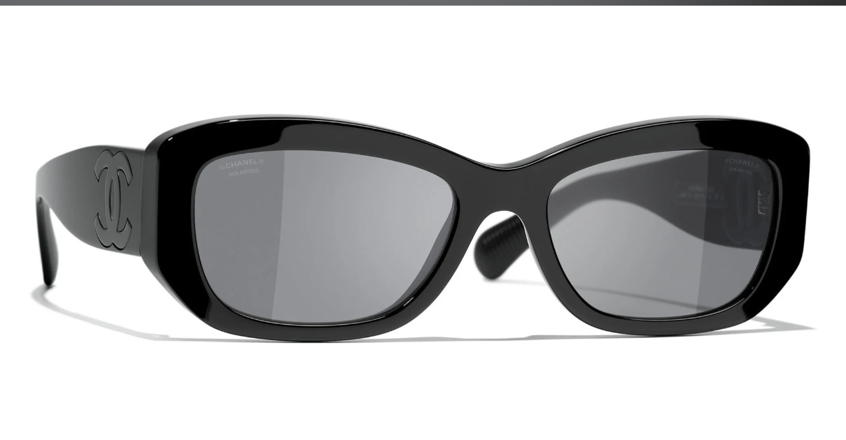 Chanel Sunglasses 5493-A 888/T8 Black Frame Shades Grey Polarized lens 55-18-140