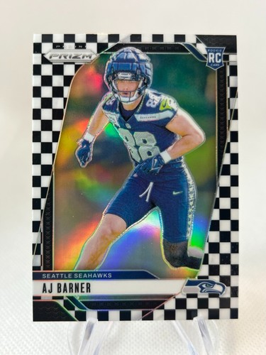 2024 Panini Prizm Football AJ Barner RC Black & White Checkerboard Prizm #304