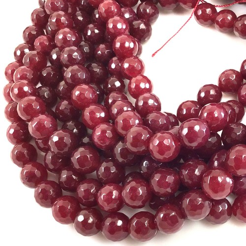 Natural Jade Faceted Round Bead 15" Dyed Purple Red Green Blue 4 6 8mm 10mm 12mm - Picture 10 of 28