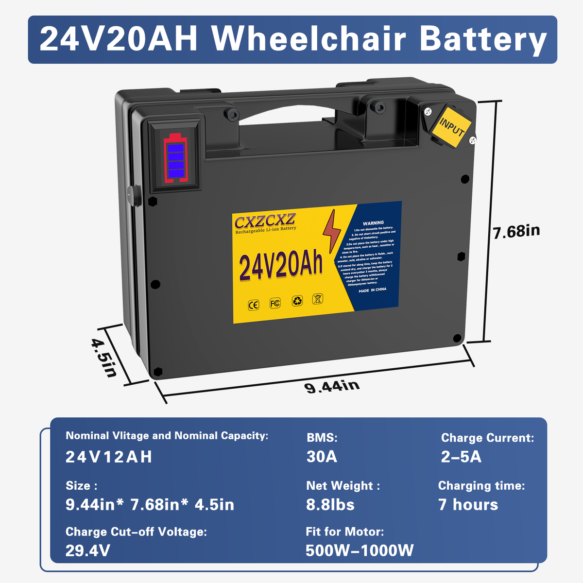 24V 20AH Lithium Battery for Electric Wheelchair,Better Than Lead
