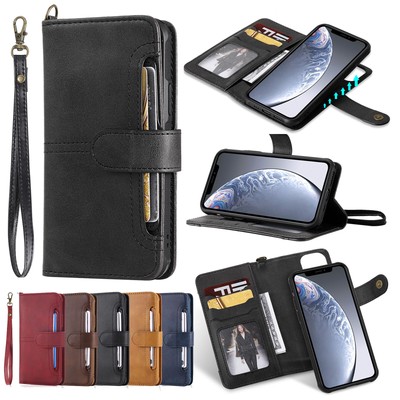 Removable Magnetic Flip Leather Wallet Case Fr iPhone 16 17 Pro Max 15 12 11 8 7