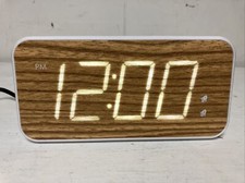 Sharp LED White Wood Grain Face Alarm Clock Model SPC736