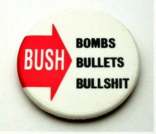 Prendedor botón protesta Bullst 1987 anti George Bush bombas balas nuevo de stock