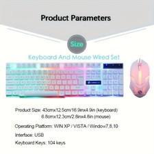 Colorful Backlit Keyboard  Mouse Set - Wired USB Installation