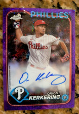 2024 Topps Chrome Orion Kerkering Purple Speckle Refractor RC Auto Phillies /299