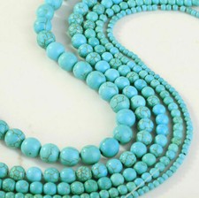 Pretty AAA 4/6/8/10/12mm Natural Blue Turquoise Gemstone Round Loose Beads 15''