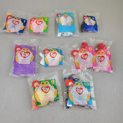 McDonalds Ty Teenie Beanie Plush Missing #4 Double #8 Lot of 10
