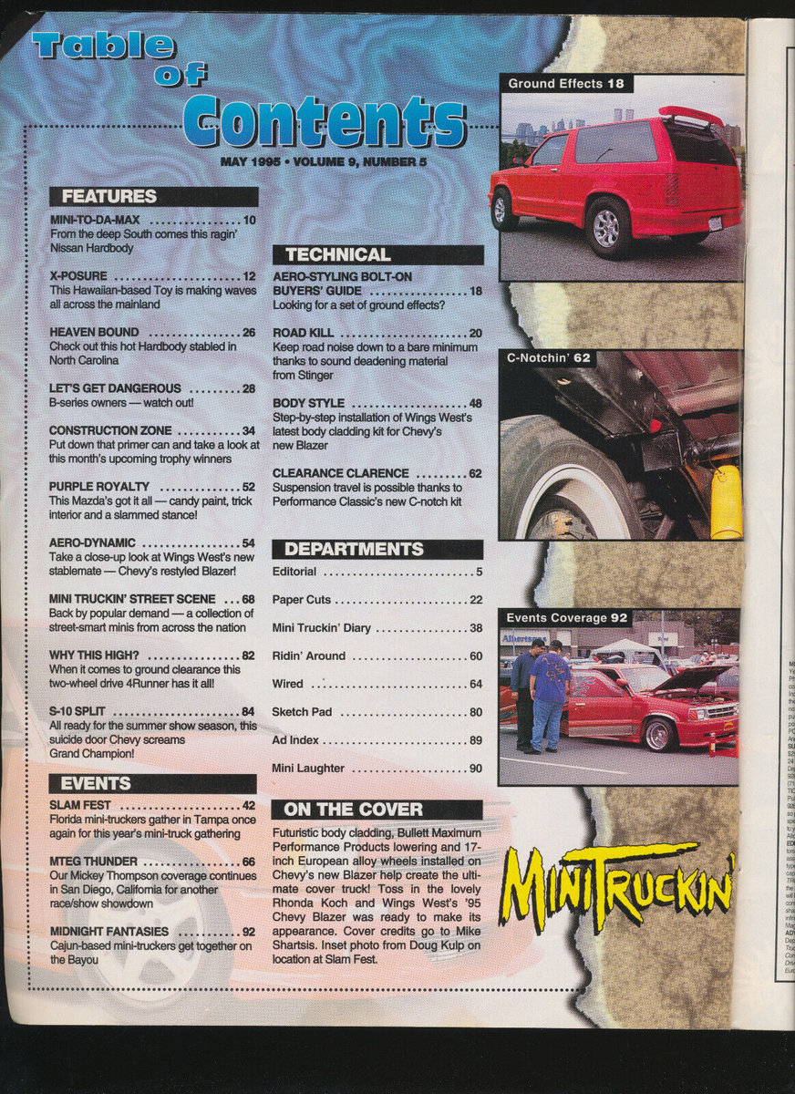 Mini Truckin' Magazine May 1995 Vol 9 No 5 Wings West Chevy