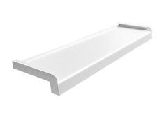 Abgerundete Fensterbank aus Aluminium in weiß inkl. Endkappen, Alu Blech, Sims